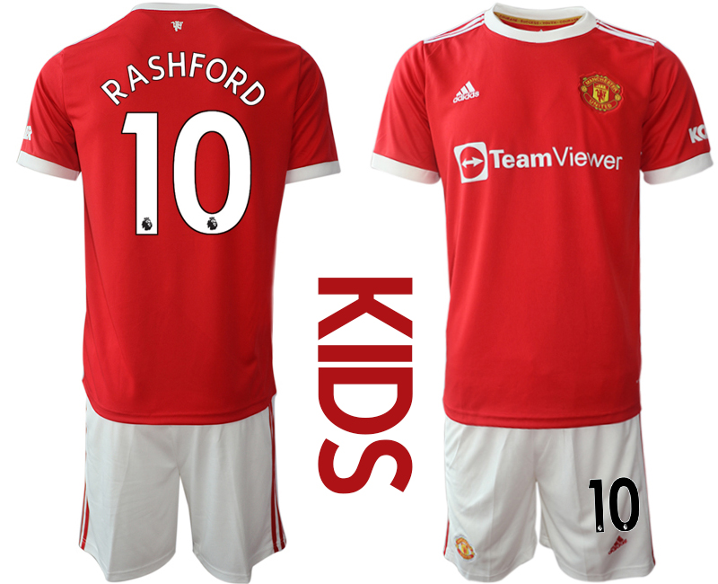 Youth 2021-2022 Club Manchester United home red #10 Soccer Jersey